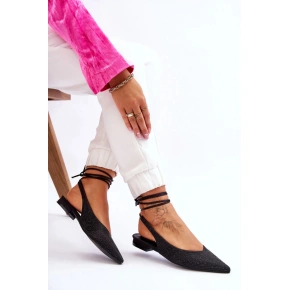Baleriny damskie sznurowane 22-297 model 178022 Black - Stephan Paris
