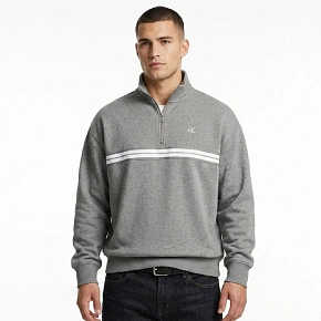 Bluza dresowa Calvin Klein Zip Fleece Hoodie Logo Tape Grey Heather - LZ04RE285G-P7E pánské Bluza dresowa Calvin Klein Zip Fleece Hoodie Logo Tape Grey Heather - LZ04RE285G-P7E pánské