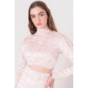 Welurowy top damski 15570 pudrowy beż - BSL
