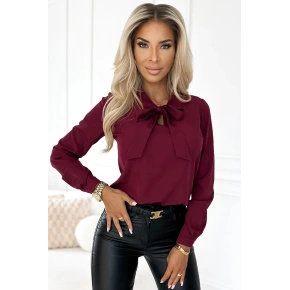 Bluzka damska z wiązaniem 140-23 burgund - Numoco