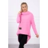 Damska przedłużona bluza z kapturem 9116 różowy - K-Fashion