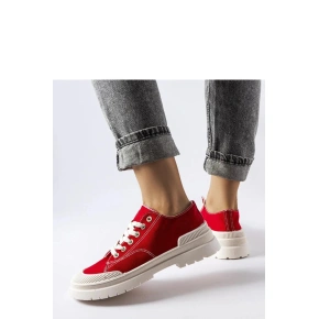 Damskie trampki BL281P czerwony - Solea