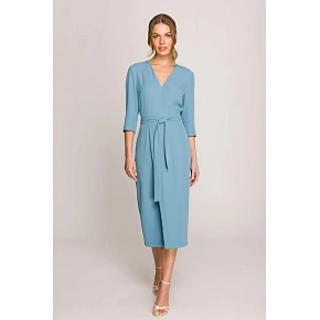 Šaty S396 zavazovací tyrkysově modré - Stylove