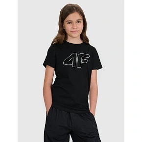 T-shirt regular z nadrukiem dziewczęcy 4F 4FJWSS25TTSHF2176-20S