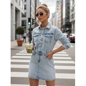 Džínové mini šaty JENSAGA  EY2592 sv.modré - DStreet