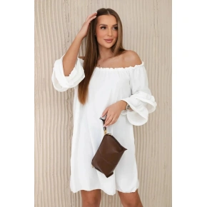 Sukienka hiszpanka z falbankami 8002 ecru - Kesi