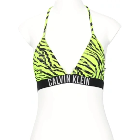 Biustonosz kąpielowy damski KW0KW02331 OIC neonowy żółty z nadrukiem - Calvin Klein