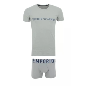 Pánský set trička a boxerek 111604 4R516 05543 šedý - Emporio Armani