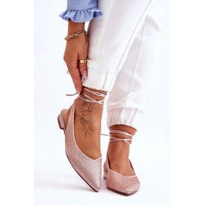 Dámské vázané baleríny s kamínky 6140 Béžová - Diamantique