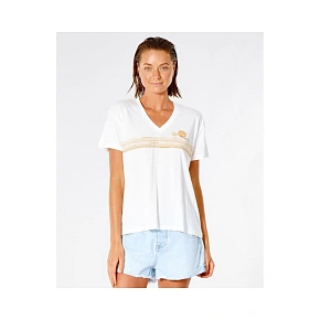 T-Shirt RIP CURL Sunset V-Neck Tee - biały T-Shirt RIP CURL Sunset V-Neck Tee - biały