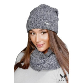 Damski zestaw czapka i szalik PENE szary - Kamea
