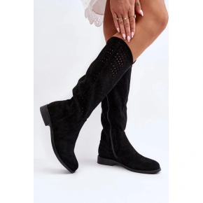 Sznurowane botki HY66-150 192098 czarny - Podążaj za modą