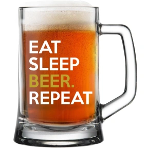 EAT SLEEP BEER. REPEAT - pivní sklenice 0,5 l