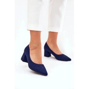 Czółenka na słupku KJ-10 granatowe - Stawiaj kroki w dobrym stylu