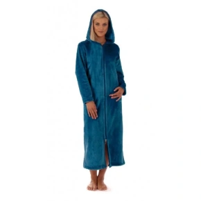 Szlafrok unisex SIENA długi z kapturem i zamkiem 3656 6430 petrol - Vestis