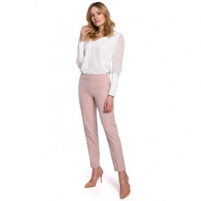 Damskie spodnie z wąskimi nogawkami K055 pudrowy róż - Makover