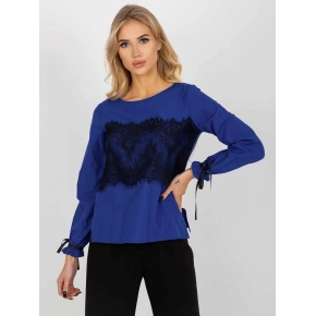 Bluzka damska LK-BZ-506877.15x Królewski niebieski z czarnym - FPrice