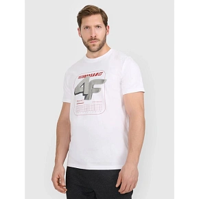 T-shirt regular z nadrukiem męski 4F 4FRAW25TTSHM3612-10S