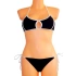Damskie dwuczęściowe seksowne bikini SULTRY usztywniane miseczki z białą lamówką czarne - Czarny - OEM