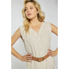 Muślinowa bluzka damska beżowy - Monnari