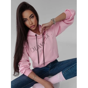Damska bluza z kapturem 277347 pudrowy róż - Ola Voga