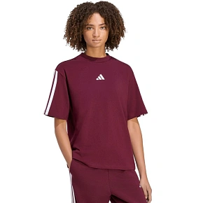 Koszulka damska adidas Essentials 3-Stripes Boyfriend bordowa KF6287