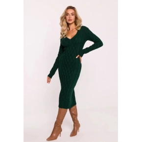 Sukienka swetrowa z dekoltem w serek M824 zielona - Moe