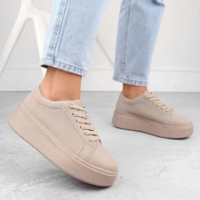 Dámská sportovní obuv na platformě W SP024 SK450A Béžová - Sergio Leone