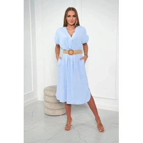 Sukienka damska z ozdobnym paskiem 24139 jasnoniebieski - Kesi