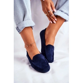 Granatowe loafersy damskie 20PB26 - Podążaj za stylem