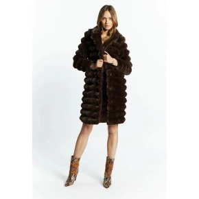 Płaszcz damski pikowany COT0590-017 Ciemnobrązowy - Monnari