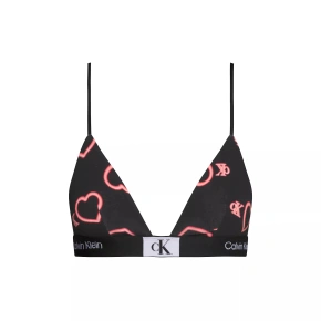 Biustonosz damski 000QF7478E H1R czarny w serduszka - Calvin Klein