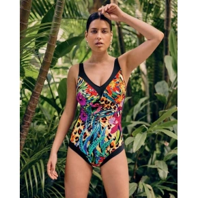 Jednoczęściowy strój kąpielowy 7346 M0 czarno-żółty - Anita