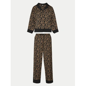 Piżama damska YI90017 202 brązowa z nadrukiem - DKNY