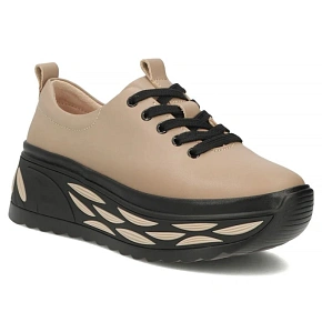 Skórzane półbuty sneakersy damskie na platformie taupe Filippo DP8006 dámské