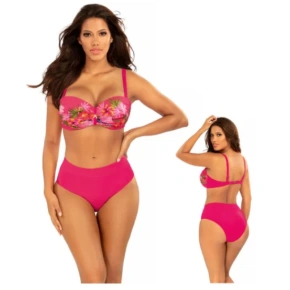 Damski dwuczęściowy strój kąpielowy Bali 2 S730BL2-1 ciemny. pink-Flowers - Self