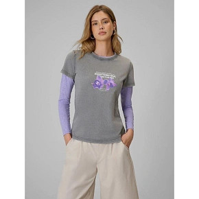T-shirt regular z nadrukiem damski 4F 4FRSS26TTSHF4513-27S dámské