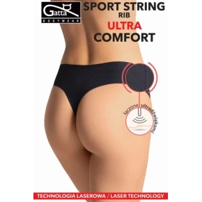 Dámské tanga SPORT STRING RIB ULTRA COMFORT Černá - Gatta