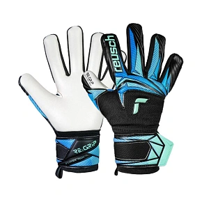 Rękawice bramkarskie Reusch Attrakt RE:Grip NC Junior czarno-niebieskie 5672535 7272