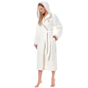 Długi szlafrok damski Ema 9133 ecru z beżem - L&L Lamp