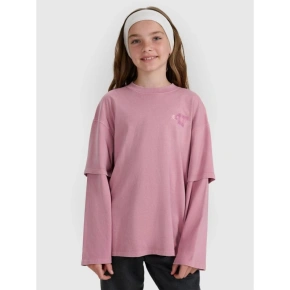 Longsleeve oversize z nadrukiem dziewczęcy 4F 4FJRAW25TLONF543-54S