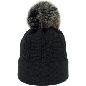 Czapka damska z pomponem 17802-3 Czarny - Art of polo