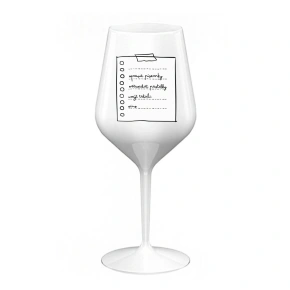 UČITELČIN POZNÁMKOVÝ BLOK - bílá nerozbitná sklenice na víno 470 ml