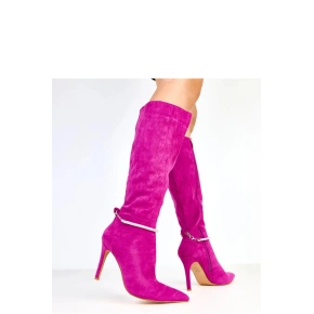 Dámské vysoké kozačky na podpatku AX-125 Fuchsie - COMER Dámské vysoké kozačky na podpatku AX-125 Fuchsie - COMER