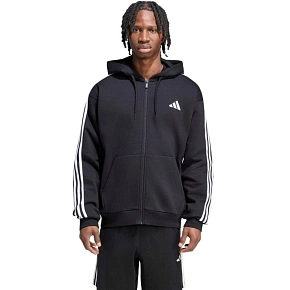 Bluza męska adidas Essentials 3-Stripes Fleece Full-Zip Hoodie czarna KY6559 pánské
