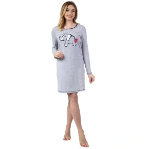 Koszula nocna damska 142 szara z nadrukiem - REGINA