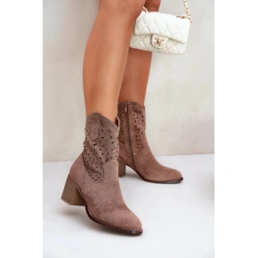 Boty na podpatku HY51-125 hnědé - Step in style