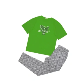 Piżama damska 160/091 zielona z nadrukiem - Karol