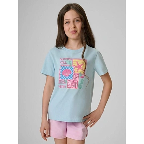 T-shirt regular z nadrukiem dziewczęcy 4F 4FJRSS26TTSHF4418-33S