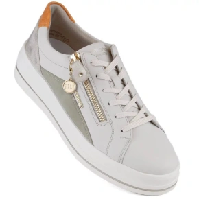 Damskie skórzane buty sportowe D1C01-81 / RKR676 Ecru-beige - Remonte